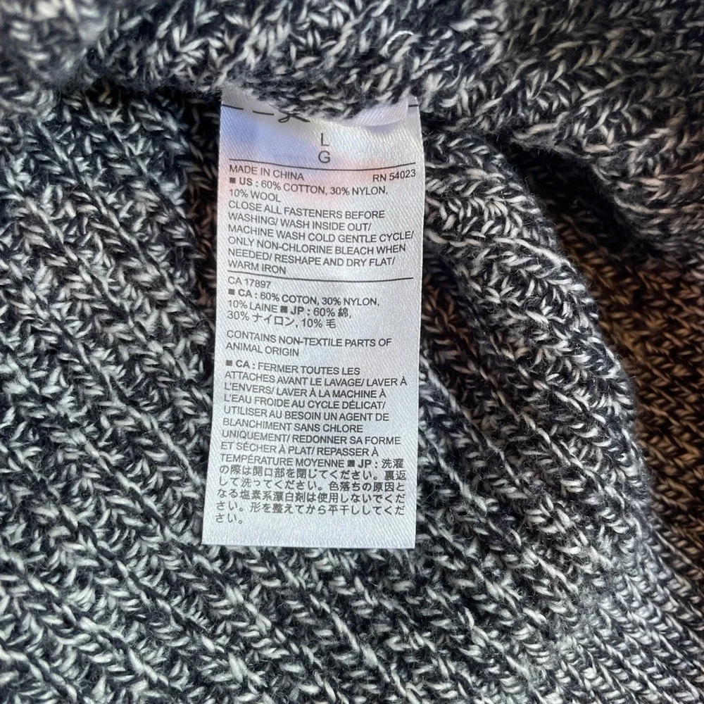 Banana Republic Shawl Collar Sweater Large Grey Marled NWT Wool Blend Chunky
